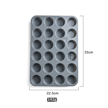 Formă din silicon cu 24 cavități, rotundă, pentru mini brioșe, rezistentă la temperaturi înalte, roșie, 33×22,5 cm