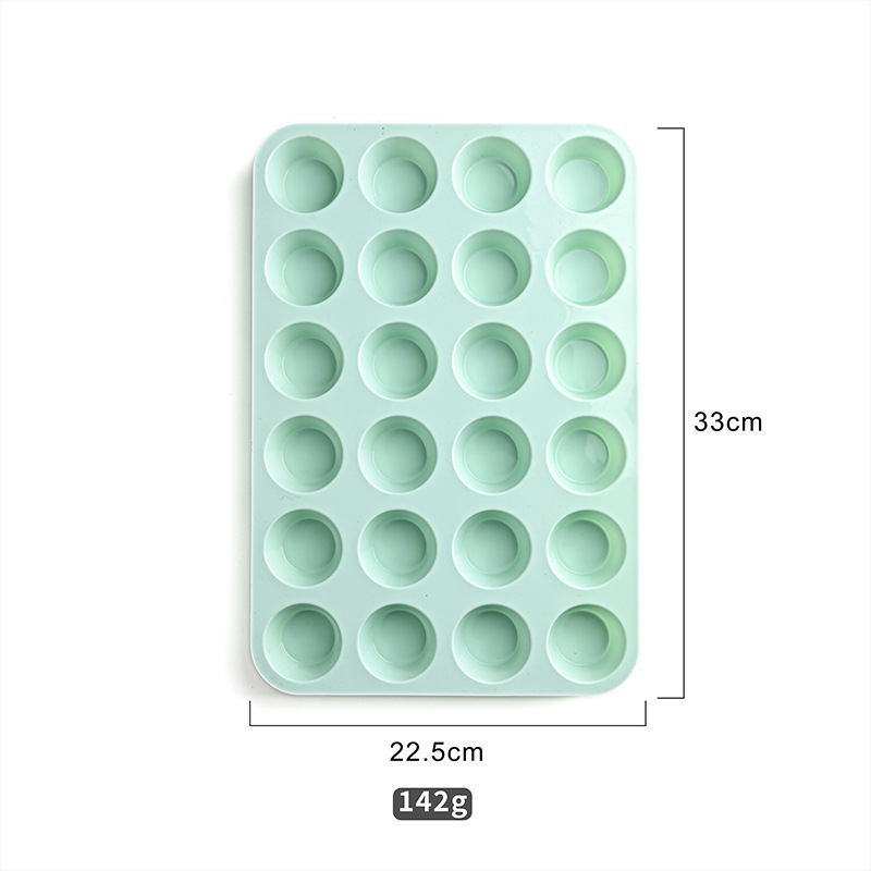 Formă din silicon cu 24 cavități, rotundă, pentru mini brioșe, rezistentă la temperaturi înalte, roșie, 33×22,5 cm
