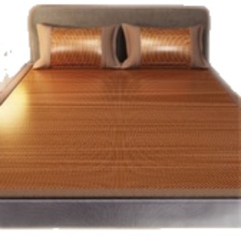 Covoraș din ratan pentru pat, dublu față, pliabil și reversibil, suprafață Ice Silk de răcire, set de trei piese, lavabil, antiderapant, covoraș moale de vară pentru pat de 1,5 m
