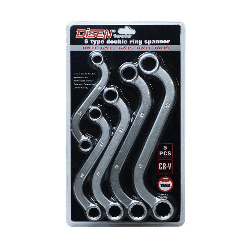Cheie Torx cu cap fix, mâner în formă S, set de 5 piese, design 12-unghiuri, unelte auto cu ratchet