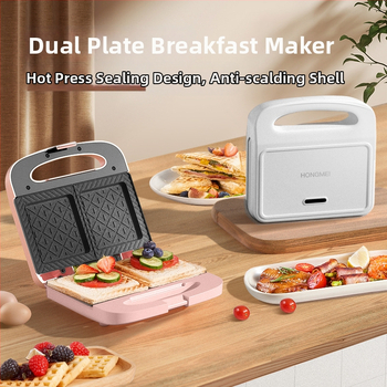 Rainbow Charm aparat electric multifuncțional cu plăci duble, mașină de waffles, 4 în 1 pentru rulouri cu ou și sendviș, mic dejun cu pâine