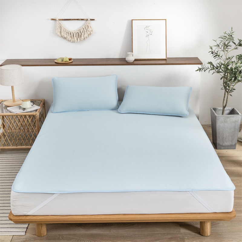Covor răcoros din fibre ice silk, lavabil și pliabil, covoraș moale de vară cu husă pentru pernă