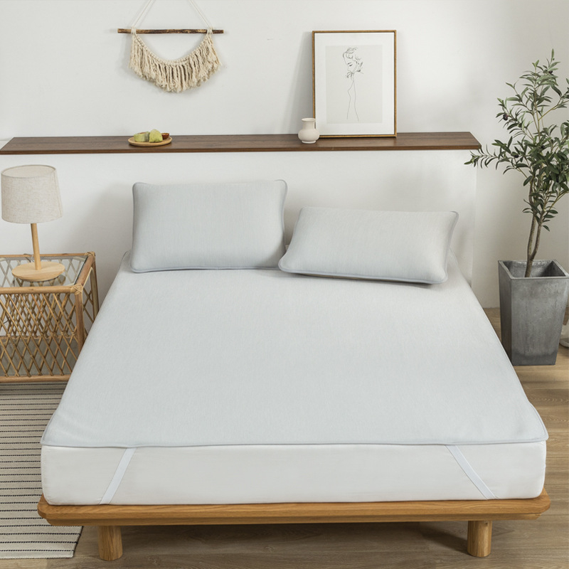 Covor răcoros din fibre ice silk, lavabil și pliabil, covoraș moale de vară cu husă pentru pernă