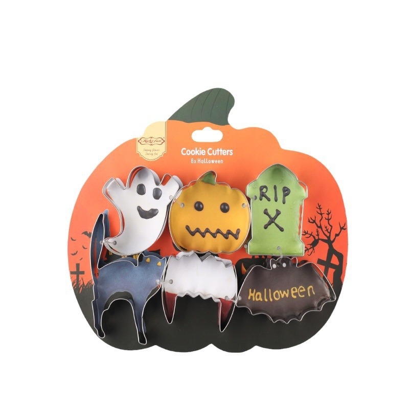Set forme biscuiți seria Halloween, oțel inoxidabil, tăietoare pentru biscuiți, forme pentru ciocolată și coacere