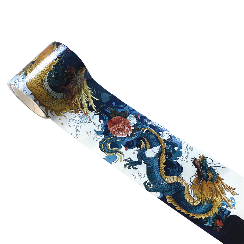 Bandă washi cu tema Anul Dragonului pentru decorarea jurnalului – lucrată manual