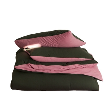 Set de lenjerie de pat din bumbac 100% în stil Ins, cu culori contrastante, format din patru piese: husă de pilotă, cearșaf, cearșaf cu elastic și fețe de pernă