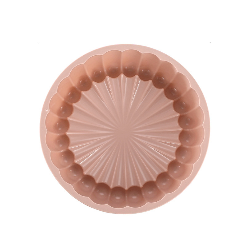 Formă din silicon pentru torturi cu motiv de floare de soare, tavă rotundă pentru tiramisu cu design plisat, potrivită pentru mille-feuille