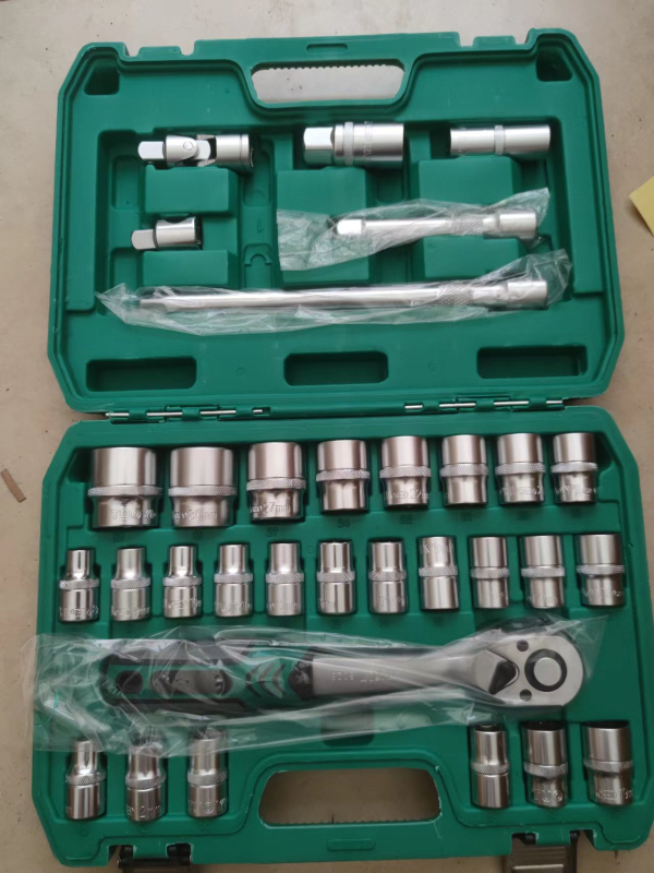 Set de 32 piese chei cu soclu pentru reparații auto, din oțel crom-vanadiu