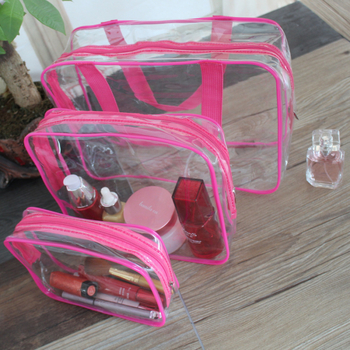 Geantă de cosmetică din PVC, set de 3 piese, organizator transparent pentru călătorii, machiaj și produse de îngrijire
