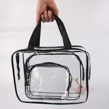 Geantă de cosmetică din PVC, set de 3 piese, organizator transparent pentru călătorii, machiaj și produse de îngrijire