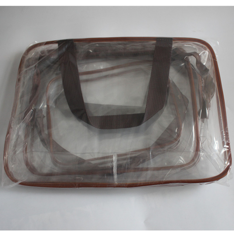 Geantă de cosmetică din PVC, set de 3 piese, organizator transparent pentru călătorii, machiaj și produse de îngrijire