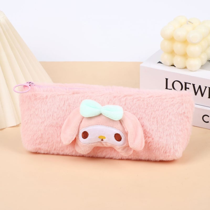 Penar plușat cu personaje Sanrio: Cinnamoroll, My Melody și Pompompurin – capacitate mare, rechizite pentru școală