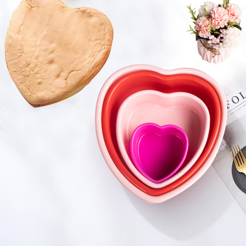 Formă de copt din silicon, inimă, pentru prăjituri în straturi și mousse, DIY
