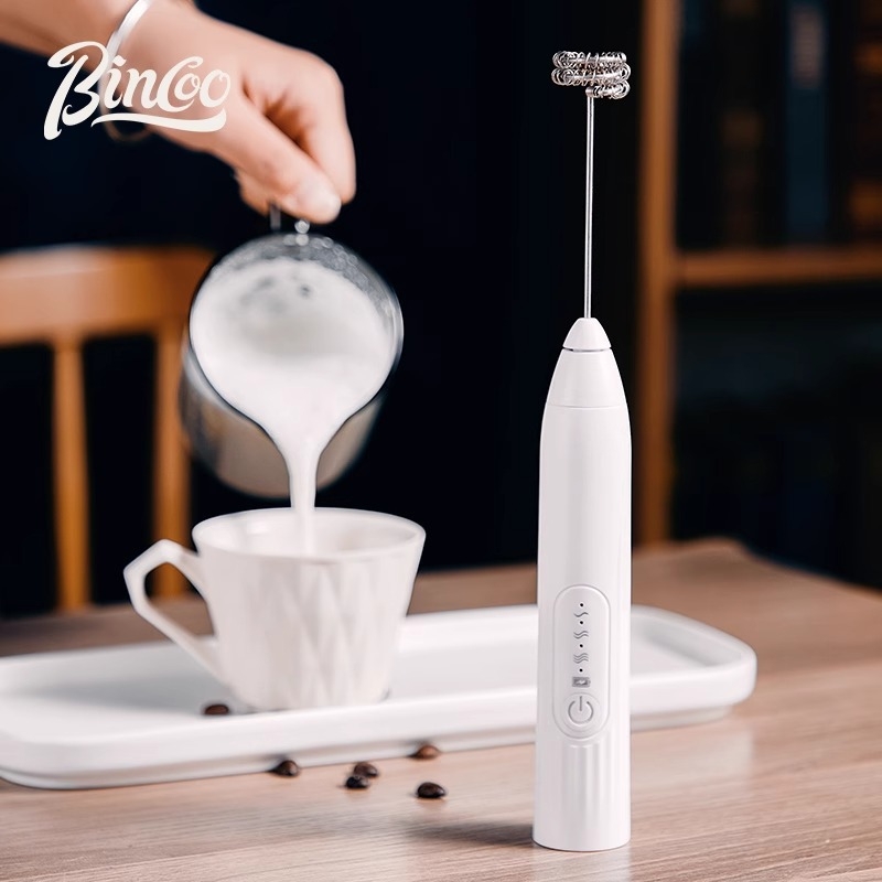 Bincoo Spumator de lapte electric pentru cafea, dispozitiv manual pentru spumare, artă latte, utilizare casnică