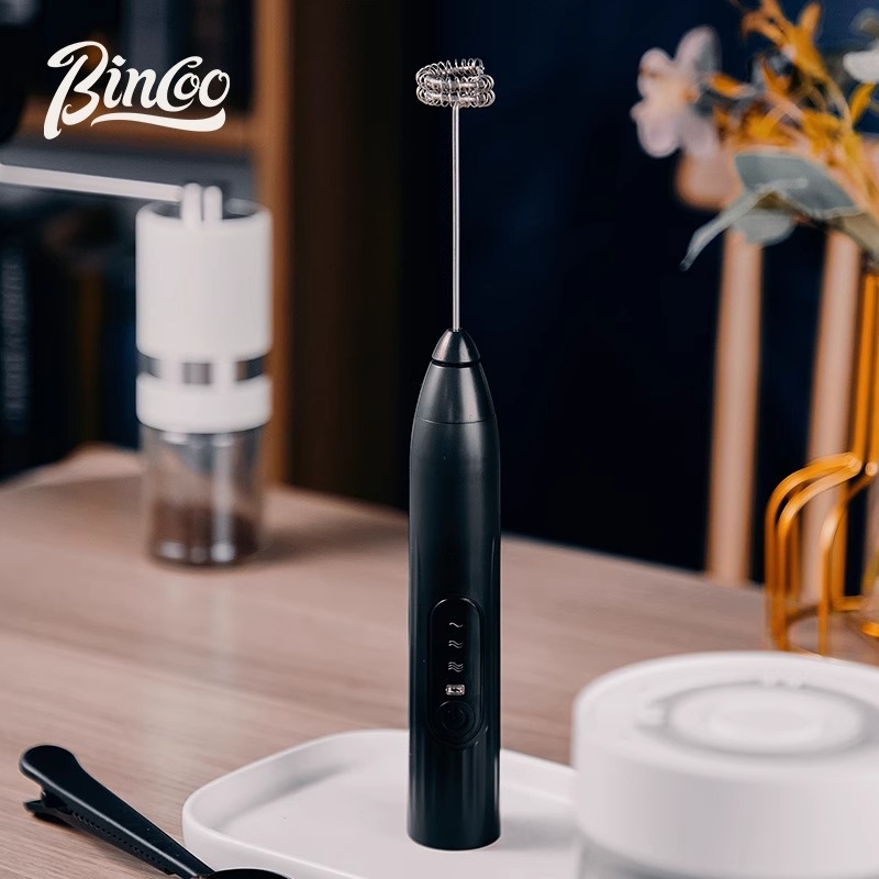 Bincoo Spumator de lapte electric pentru cafea, dispozitiv manual pentru spumare, artă latte, utilizare casnică