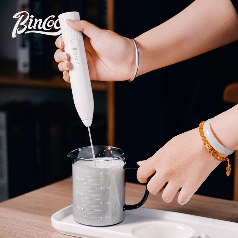 Bincoo Spumator de lapte electric pentru cafea, dispozitiv manual pentru spumare, artă latte, utilizare casnică