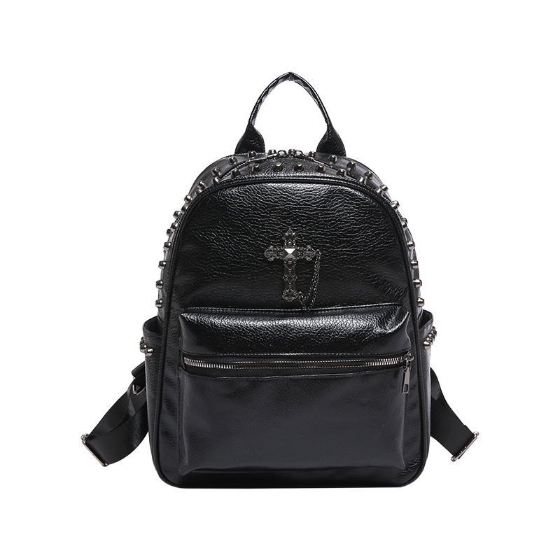 Ruksak punk stila s križnim zakovicama, vodootporan putni ruksak, unisex, za 12-inčni prijenosnik, PU materijal