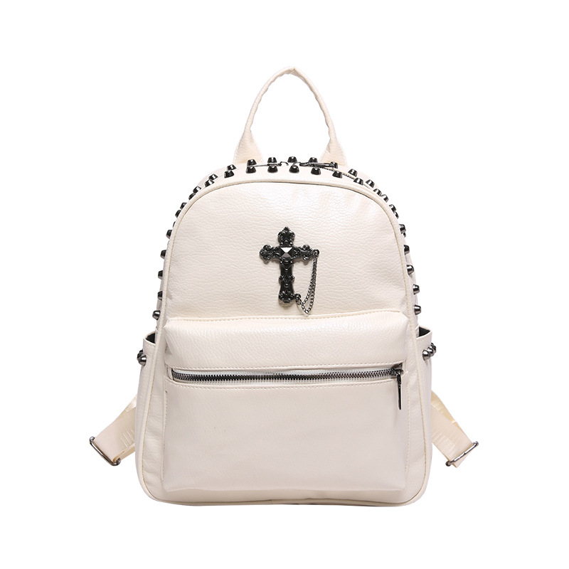 Ruksak punk stila s križnim zakovicama, vodootporan putni ruksak, unisex, za 12-inčni prijenosnik, PU materijal