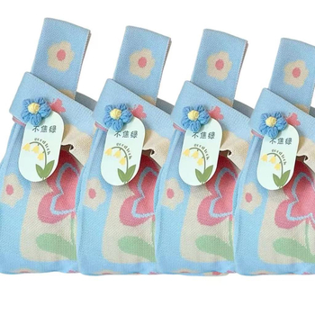 Geantă de mână nouă pentru suveniruri, cu motiv flori și dansul fluturilor, tricotată din poliester, dimensiuni 35×20×10 cm