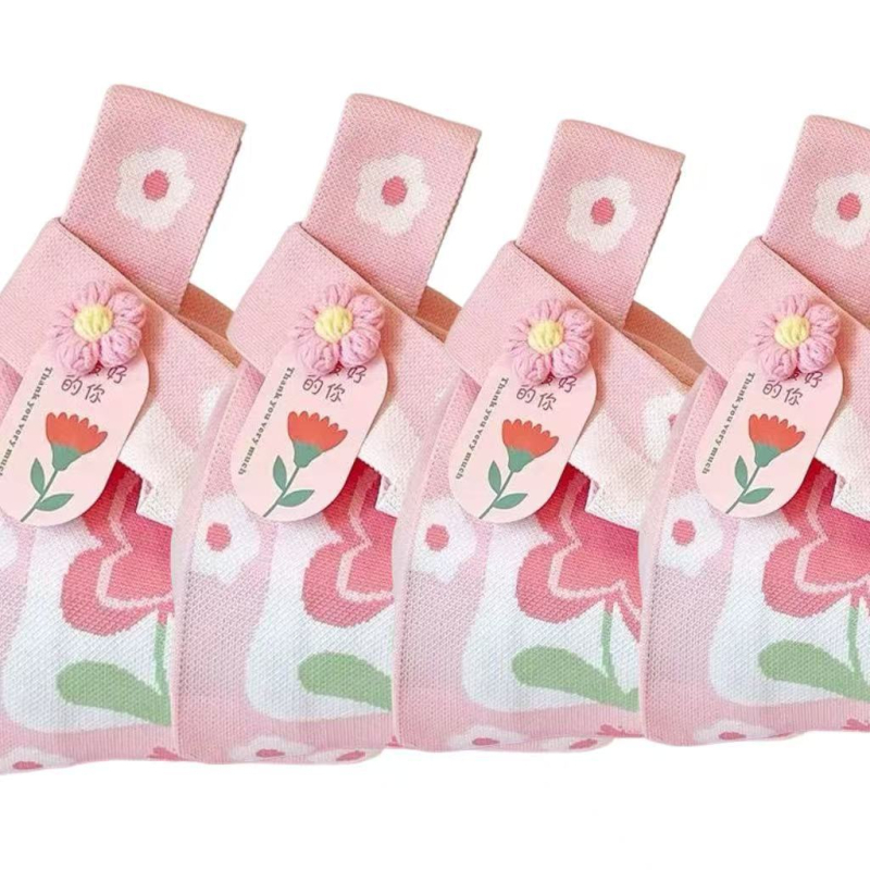 Geantă de mână nouă pentru suveniruri, cu motiv flori și dansul fluturilor, tricotată din poliester, dimensiuni 35×20×10 cm