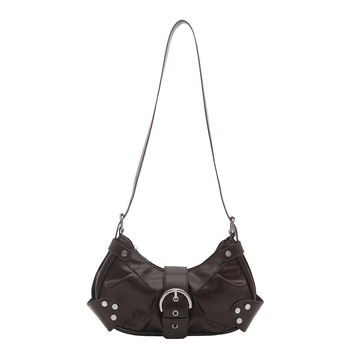 Retro bikerska torbica s nitima i naborima u obliku polumjeseca, mala crossbody torba za svakodnevnu upotrebu (Proljeće 2026)