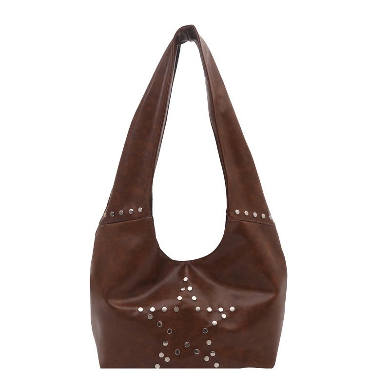 Torba Tote u ulično-retro stilu s personaliziranim zakovicama, punk stil torba preko ramena, velika zapremina, visokokvalitetna tekstura
