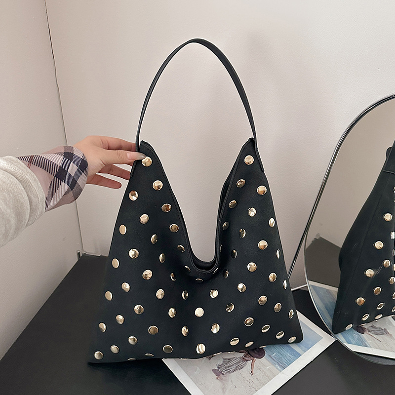 Nylon torba za rameno sa metalnim zakovicama, retro stil, visoka kvaliteta