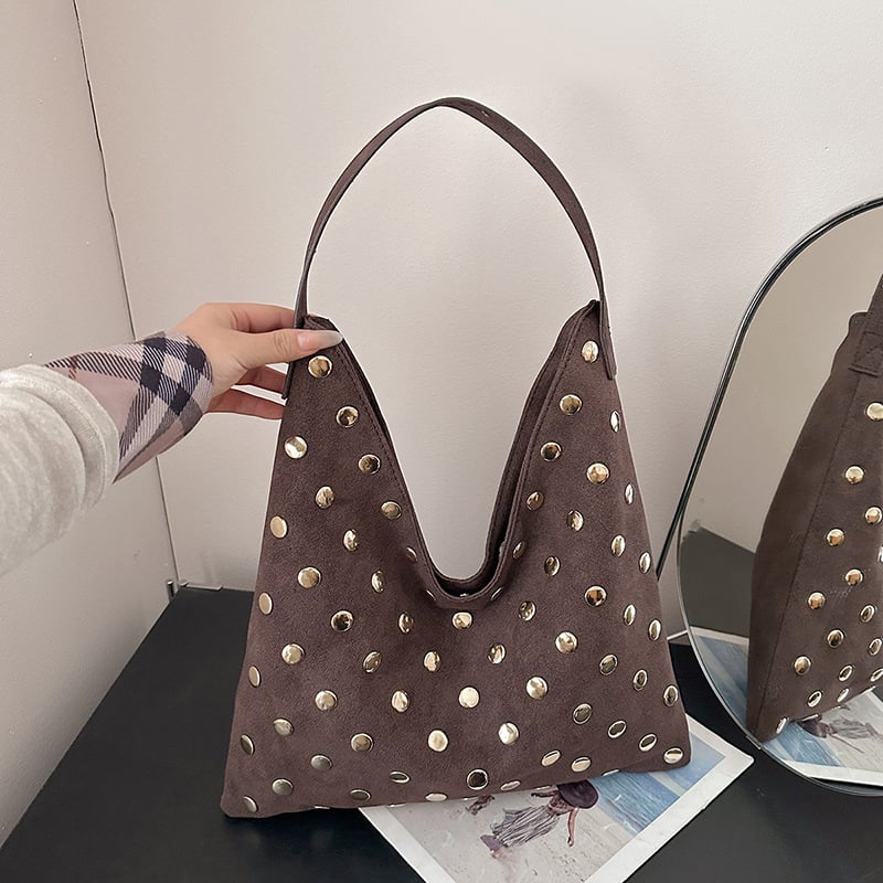 Nylon torba za rameno sa metalnim zakovicama, retro stil, visoka kvaliteta