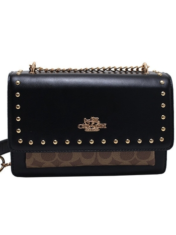 PU kožna mala kvadratna crossbody torbica, s lancem i metalnim rivetima