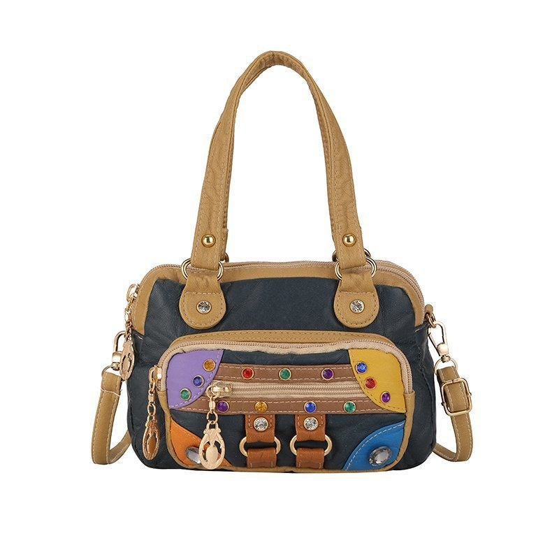 Ženska torbica od PU kože, color-block dizajn, moderan euro-američki stil 2025, kompaktna torba za rame i crossbody