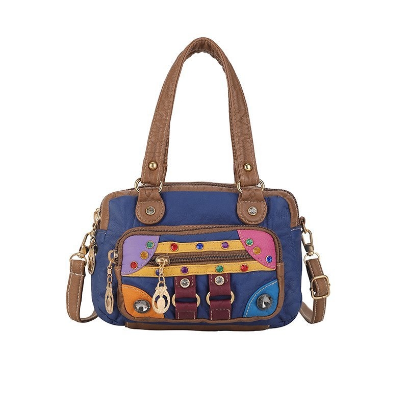 Ženska torbica od PU kože, color-block dizajn, moderan euro-američki stil 2025, kompaktna torba za rame i crossbody