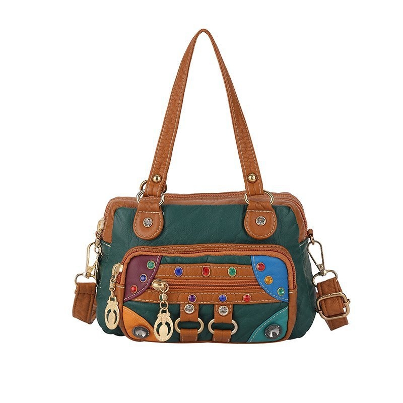 Ženska torbica od PU kože, color-block dizajn, moderan euro-američki stil 2025, kompaktna torba za rame i crossbody