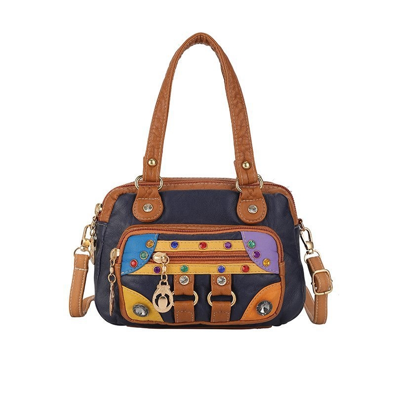 Ženska torbica od PU kože, color-block dizajn, moderan euro-američki stil 2025, kompaktna torba za rame i crossbody