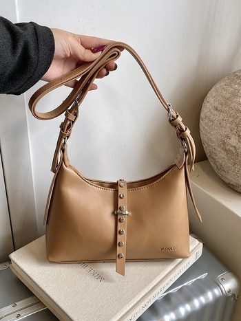 Melard ženska torbica za jesen-zimu, dumpling oblik, rivet detalji, crossbody, srednja veličina, PU koža, vintage stil