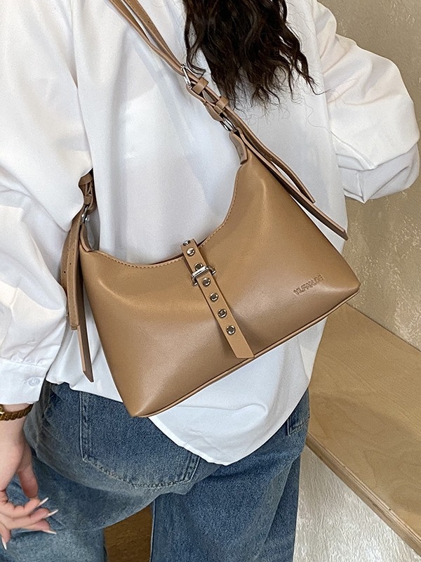 Melard ženska torbica za jesen-zimu, dumpling oblik, rivet detalji, crossbody, srednja veličina, PU koža, vintage stil