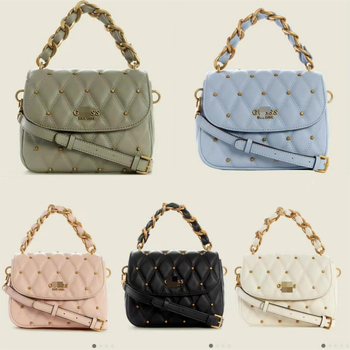 GS Jednobojna rombo prešivana torba s ukrasnim elementima i pletenim lancem, ženska torba za rame/crossbody