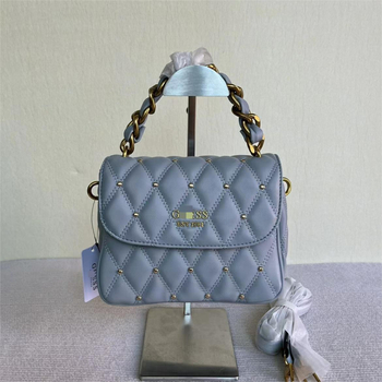 GS Jednobojna rombo prešivana torba s ukrasnim elementima i pletenim lancem, ženska torba za rame/crossbody