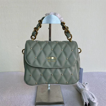 GS Jednobojna rombo prešivana torba s ukrasnim elementima i pletenim lancem, ženska torba za rame/crossbody