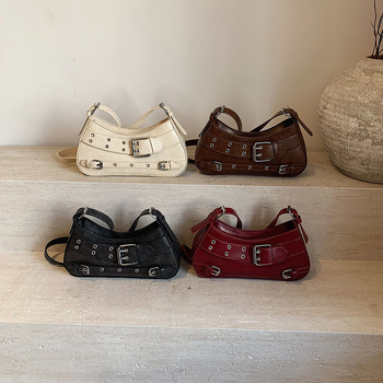 Proljeće 2025: Retro torba s metalnim rivetima, motociklističkog stila, velika zapremina, svakodnevna crossbody torba