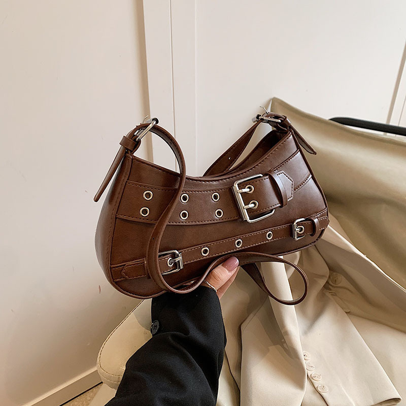 Proljeće 2025: Retro torba s metalnim rivetima, motociklističkog stila, velika zapremina, svakodnevna crossbody torba