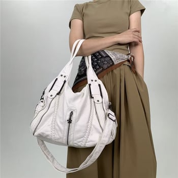 Ženska torbica na rame u Y2K stilu, vintage izblijedjeli izgled, velika kapaciteta, crossbody torba