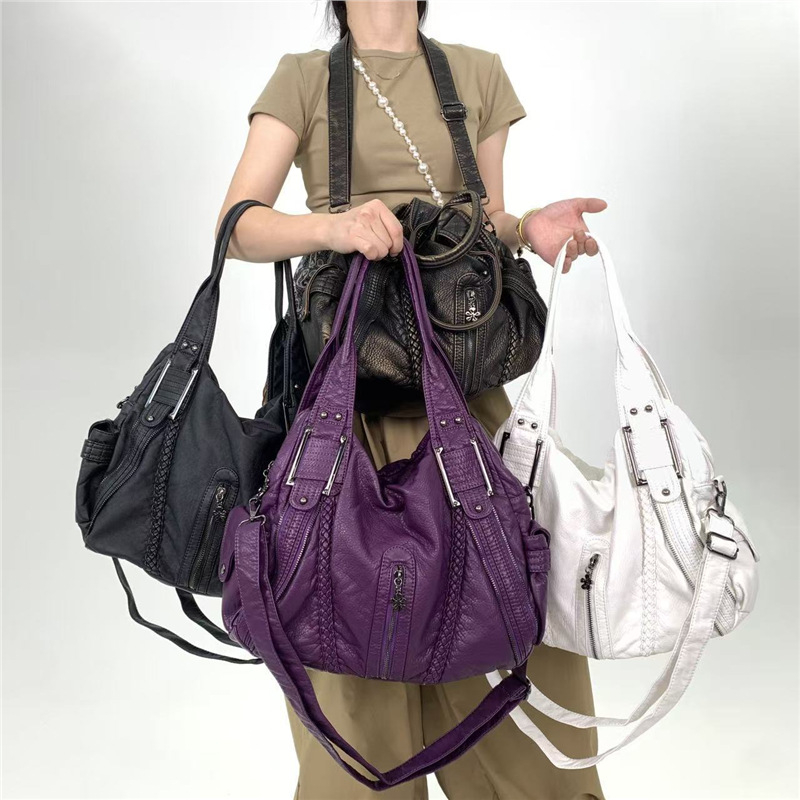 Ženska torbica na rame u Y2K stilu, vintage izblijedjeli izgled, velika kapaciteta, crossbody torba