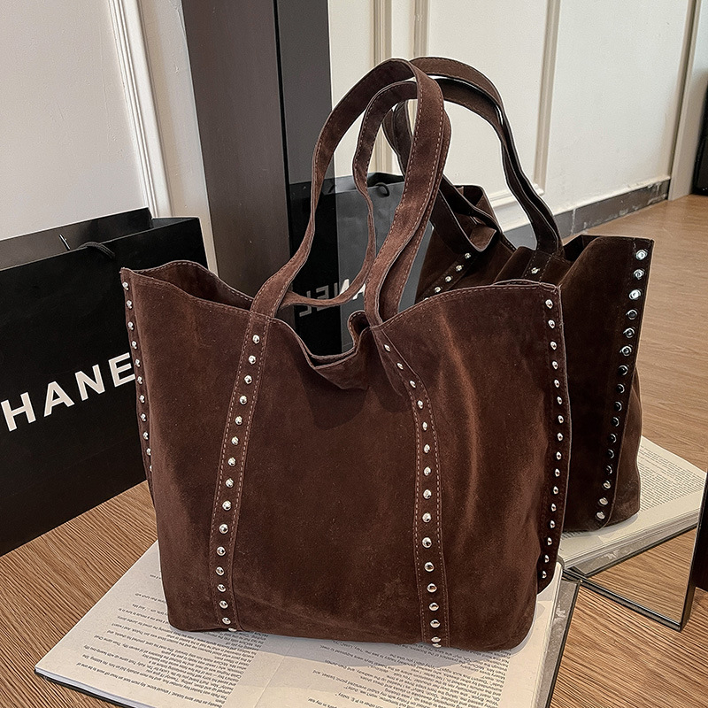 Nova Tote torbica od velura s velikim kapacitetom, ukrasi nitima, dvostruka ručka za nošenje u ruci ili na ramenu, retro stil