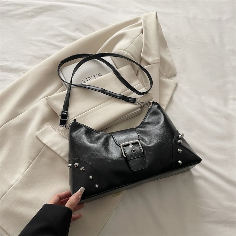 Ženska tote torba s metalnim zakovicama, 2025 retro dizajn, velika zapremina, remen za rameno ili crossbody