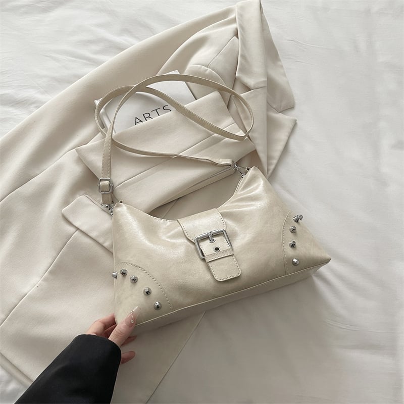 Ženska tote torba s metalnim zakovicama, 2025 retro dizajn, velika zapremina, remen za rameno ili crossbody