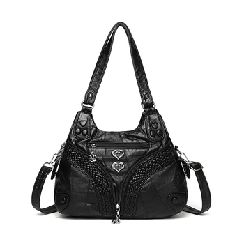 Ženska torba s metalnim rivetima, velika prostornost, PU koža, ramena i crossbody, 2025 novi model