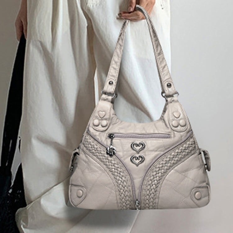 Ženska torba s metalnim rivetima, velika prostornost, PU koža, ramena i crossbody, 2025 novi model