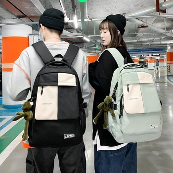 Unisex ranac Harajuku stila, s kontrastnim bojama, od najlona, 20–35 l, za školu