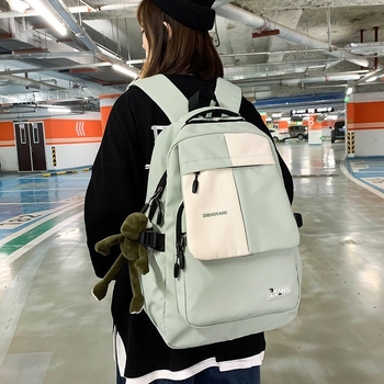 Unisex ranac Harajuku stila, s kontrastnim bojama, od najlona, 20–35 l, za školu