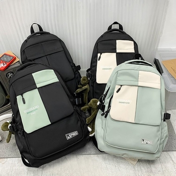 Unisex ranac Harajuku stila, s kontrastnim bojama, od najlona, 20–35 l, za školu
